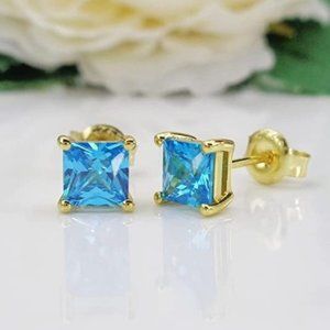 Lake Blue Topaz Stud Earrings